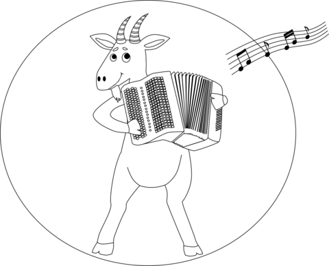 Goat Playing Accordion Coloring Page